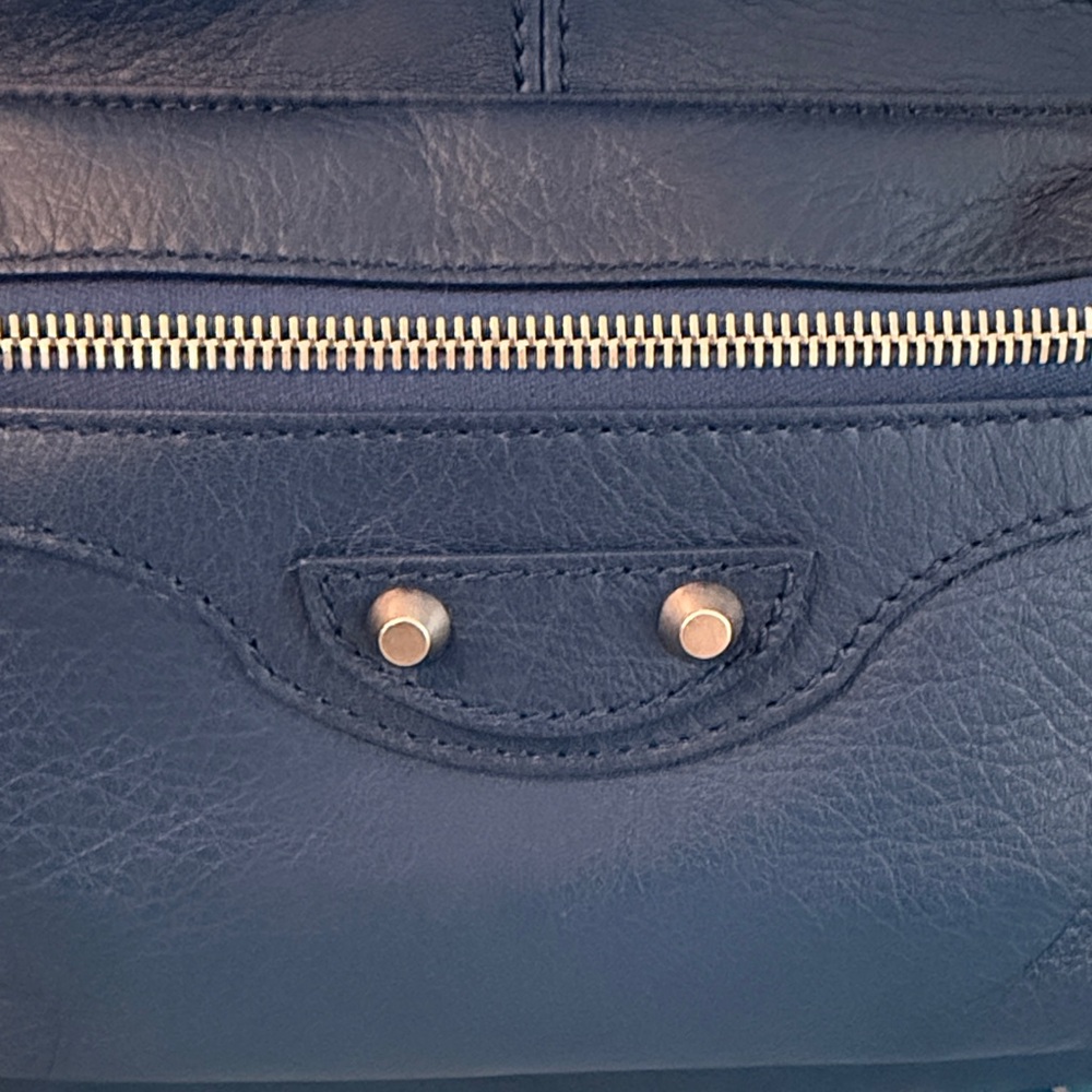 New Balenciaga Blue Lambskin Leather City Backpack - Picture 5 of 15